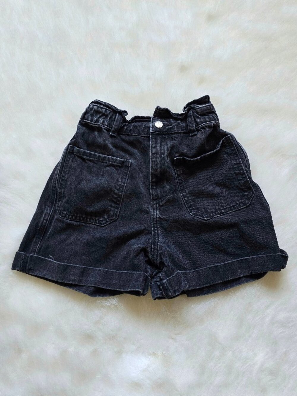 Zara Black Wide Leg Jeans Shorts size 0
